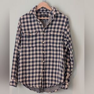 Polo by Ralph Lauren Men's Blue and Cream Flannel Overshirt